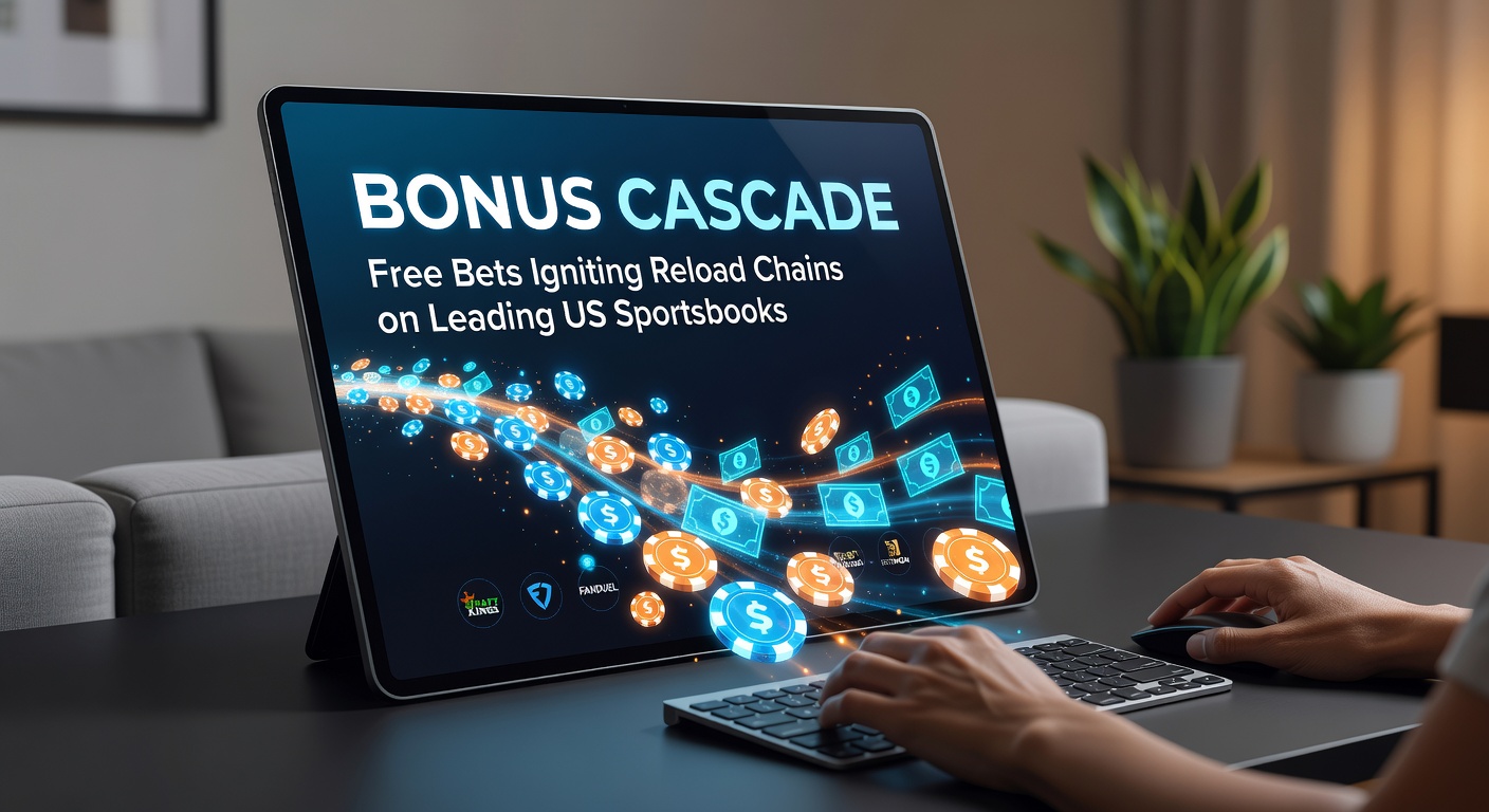Graph illustrating bonus cascade flow from free bets to multiple reload deposits on popular US sportsbooks, with rising trend lines for Q1 2026