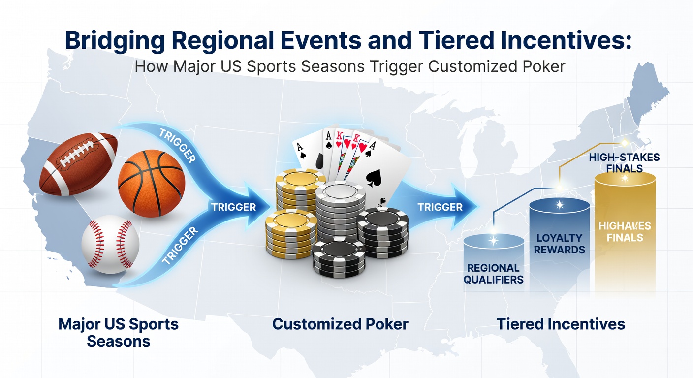 Tiered reload bonus flowchart showing poker and sports season connections
