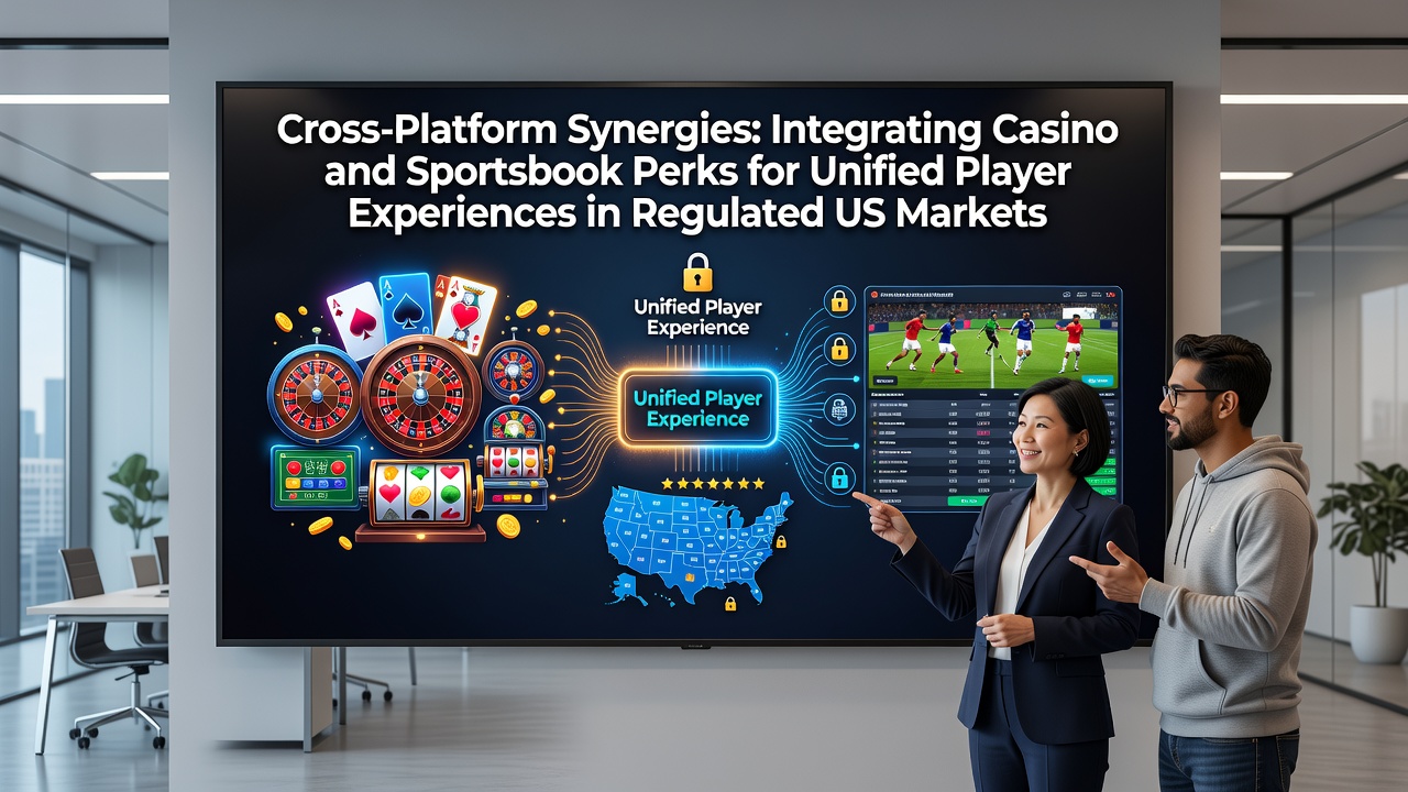 Cross-platform integration visuals showing casino slots and sports betting interfaces connected through shared loyalty systems in US markets