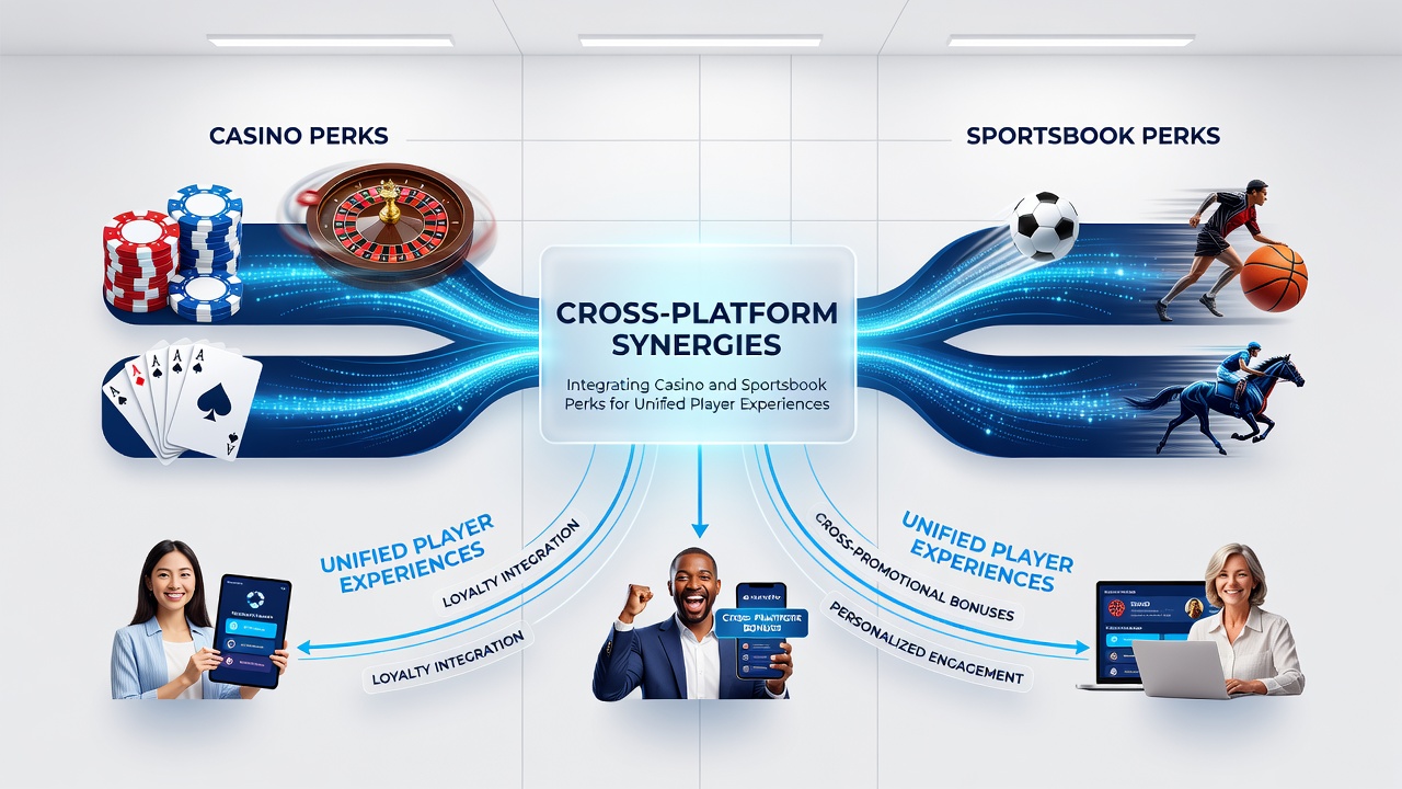 Mobile app screenshots displaying integrated casino and sportsbook rewards dashboard used in US regulated states