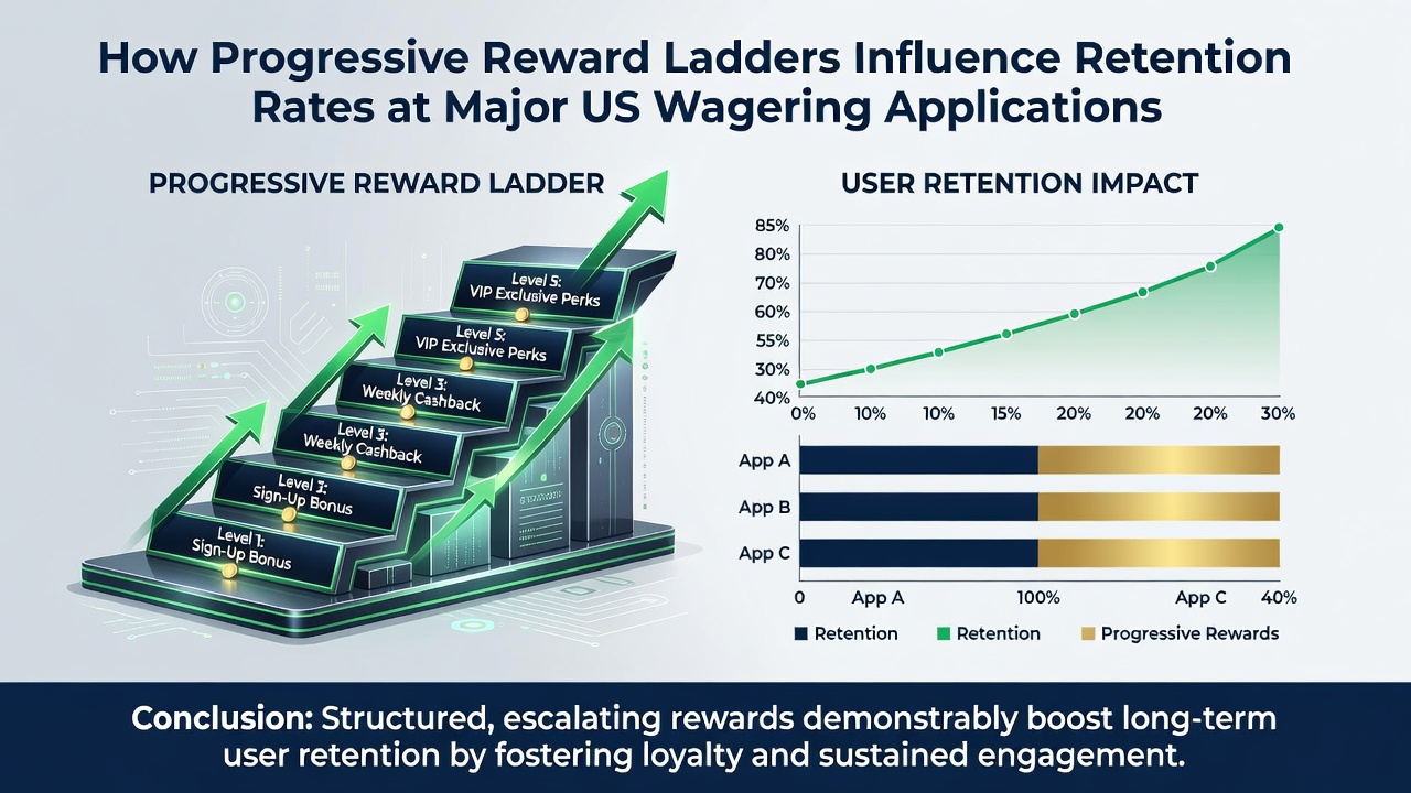Chart displaying retention rate improvements linked to reward ladder progression in US wagering apps