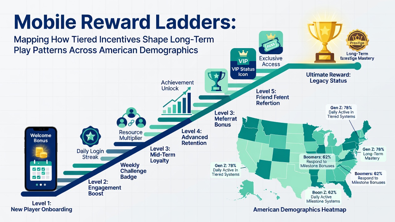 Analytics dashboard showing long-term player retention curves influenced by tiered mobile rewards
