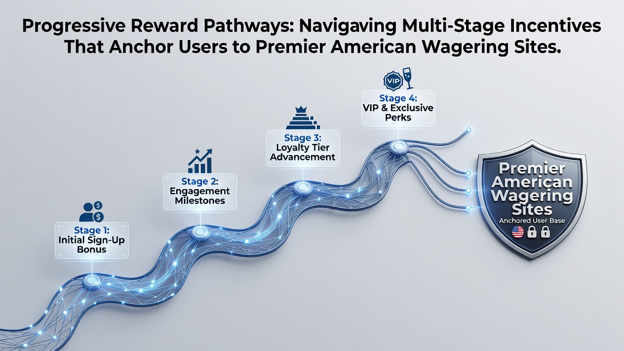 Illustration of progressive reward pathways showing tiered bonus ladders and user progression on US wagering sites