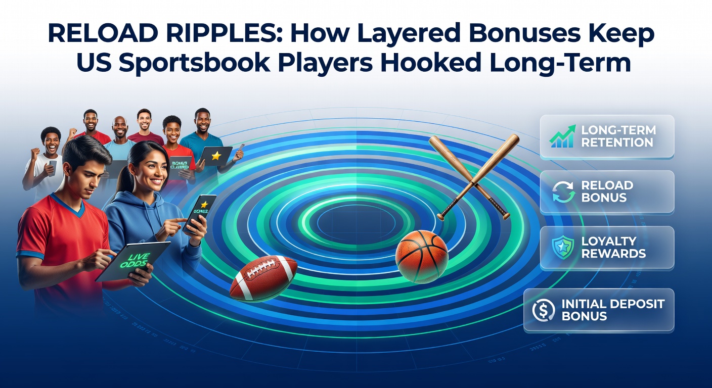 Sportsbook app interface displaying stacked reload bonus notifications and player account dashboard with ongoing promotions layered over active bets