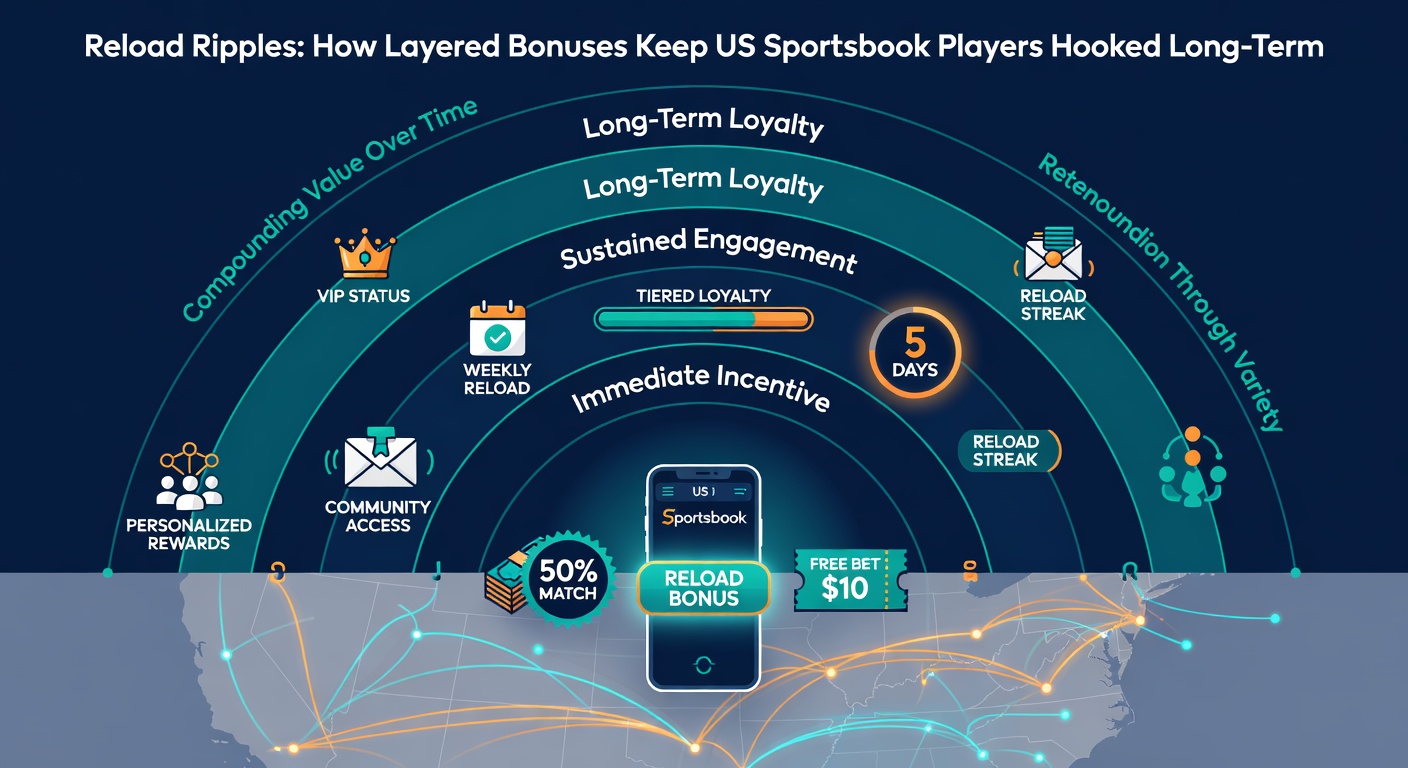 Graph showing US sportsbook retention curves with layered reload bonuses versus standard promotions, peaking during March events
