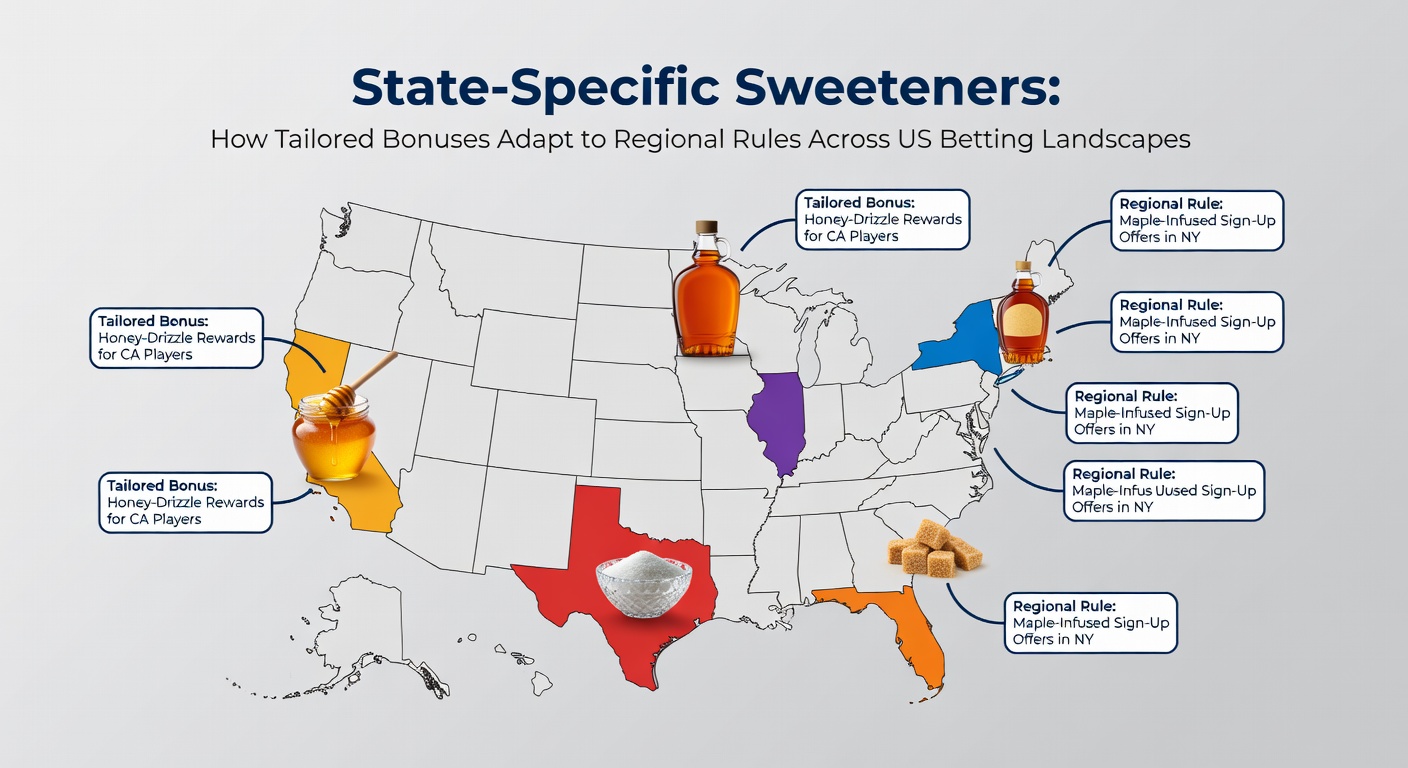 Colorful map highlighting US states with legal sports betting, showing varied regulatory icons for New Jersey, Pennsylvania, Michigan, and others